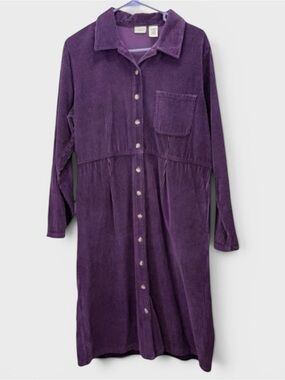 712 RARE! Vintage L.L. Bean Purple Corduroy Dress with Pockets